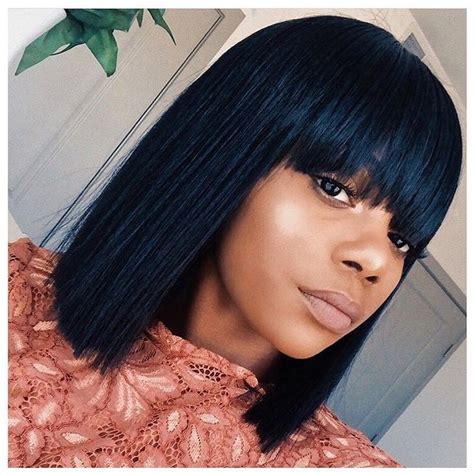 black bob wig bangs|long bob wig black girl.